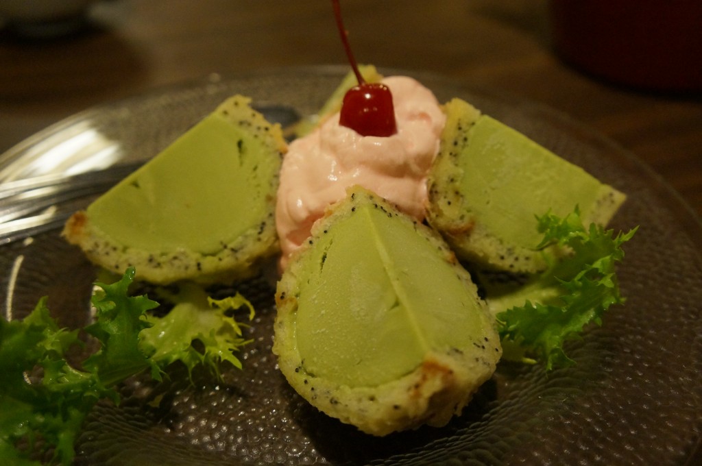 Maneki - fried poppy cake green tea ice cream