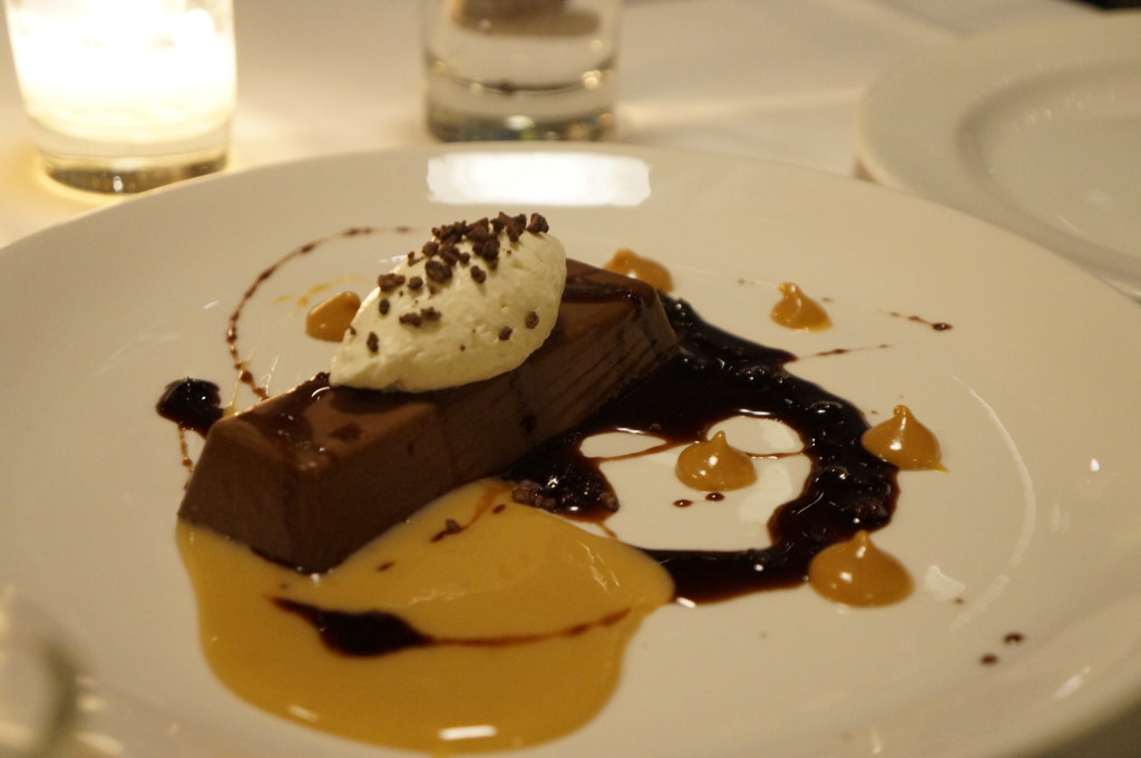 chocolate panna cotta - an oddly firm panna cotta that more resembled ganche with cocoa nibs, decadent and chocolaty 