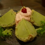 Maneki - fried poppy cake green tea ice cream